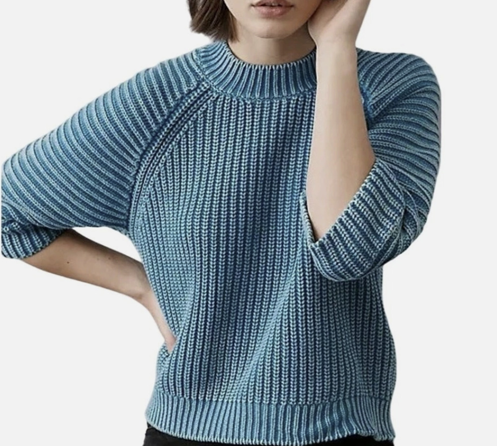 Anthropologie Maeve Mackenzie Sweater Chunky Knit Blue Relaxed Boho Size Medium